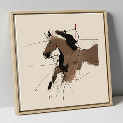 Dynamic Sepia Portrait horse portrait canvas wall art in natural frame
