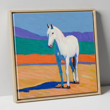 The Vibrant Grey horse breed canvas wall art in natural frame