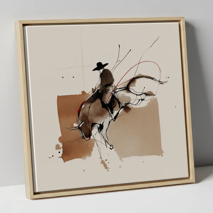 Untamed Western Energy western horse canvas wall art in natural frame