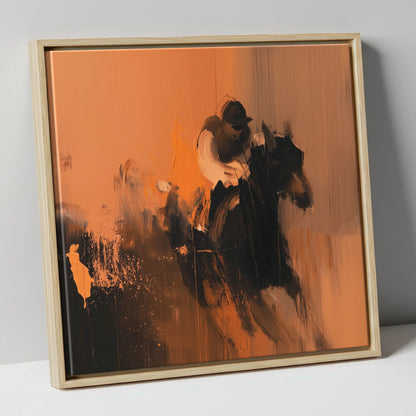 Amber Stride racing horse canvas wall art in natural frame