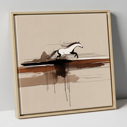 Horizon Bound wild horses canvas wall art in natural frame