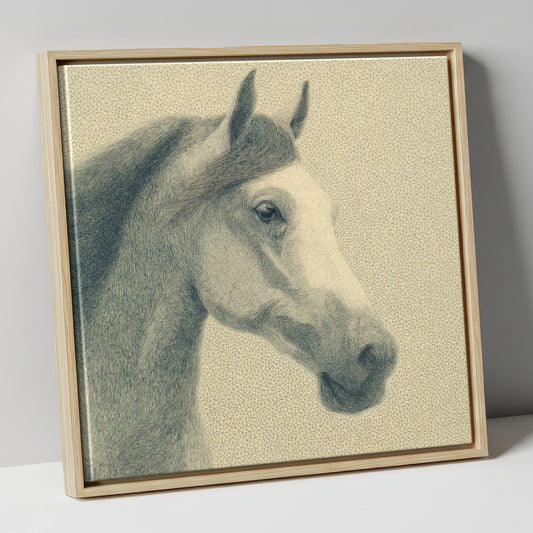 Noble Engraved Profile horse breed canvas wall art in natural frame