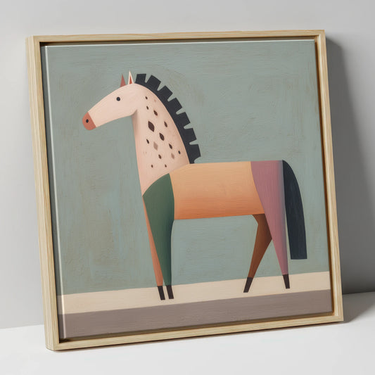 Geometric Appaloosa Form horse breed canvas wall art in natural frame