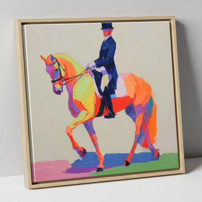 Vivid Dressage Rhythm dressage horse canvas wall art in natural frame