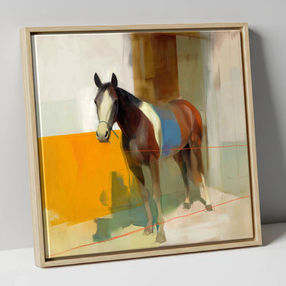 Bold Stable Geometry horse stable canvas wall art in natural frame