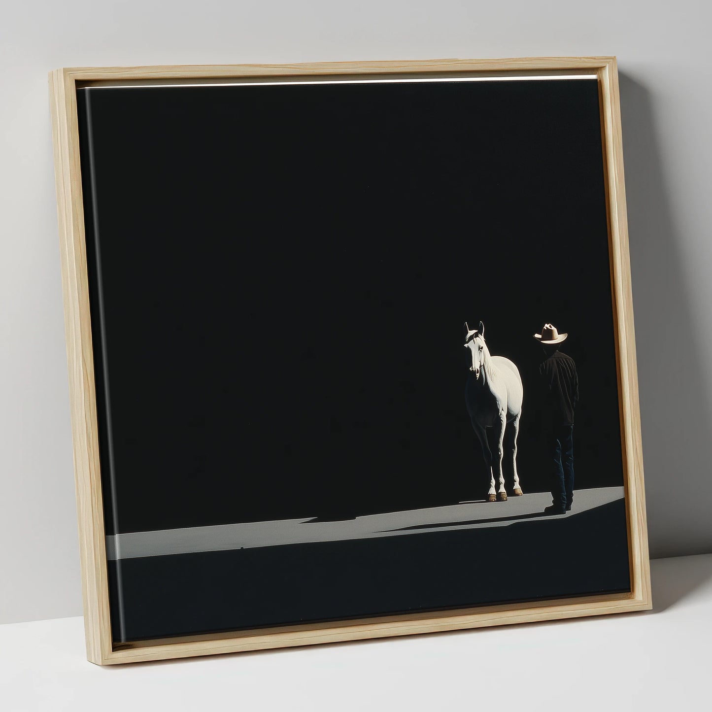 Silent Western Partnership western horse canvas wall art in natural frame