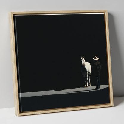 Silent Western Partnership western horse canvas wall art in natural frame