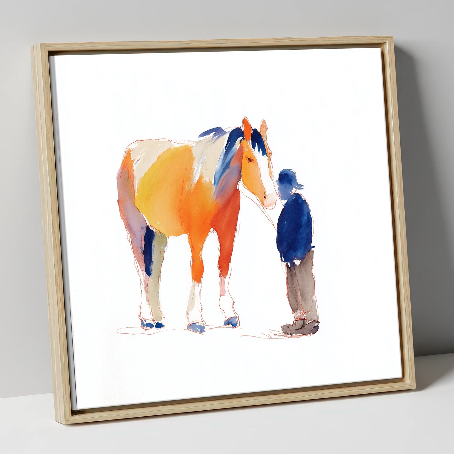 A Quiet Connection working horse canvas wall art in natural frame