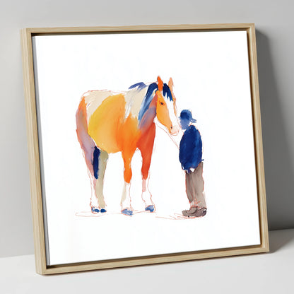 A Quiet Connection working horse canvas wall art in natural frame