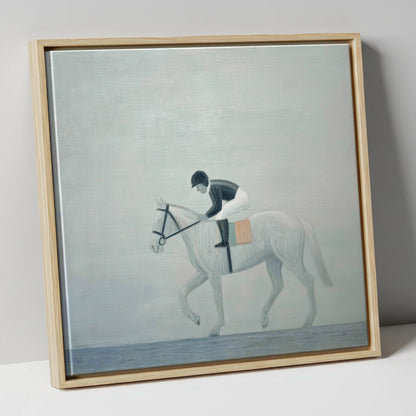 The Quiet Contender racing horse canvas wall art in natural frame