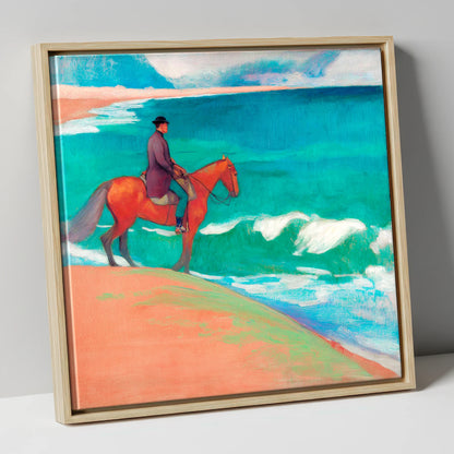 Chestnut By The Emerald Shore horse landscape canvas wall art in natural frame