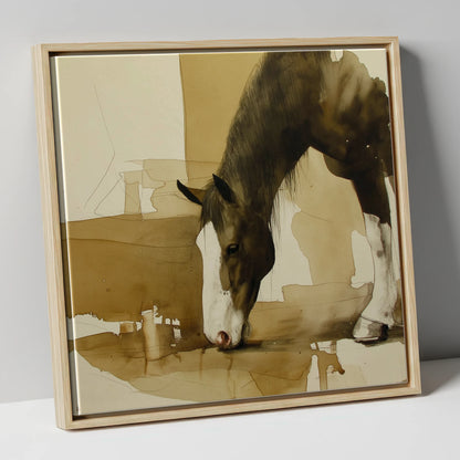 Sepia Equine Study horse breed canvas wall art in natural frame