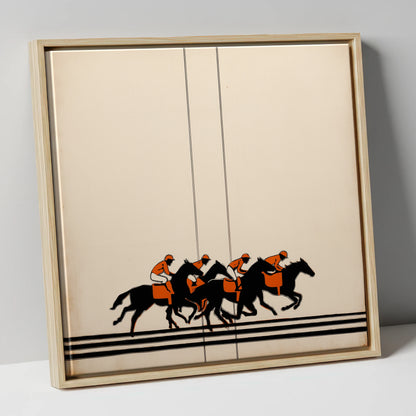 The Orange Silks racing horse canvas wall art in natural frame