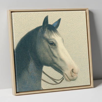 Noble Grey Portrait horse portrait canvas wall art in natural frame