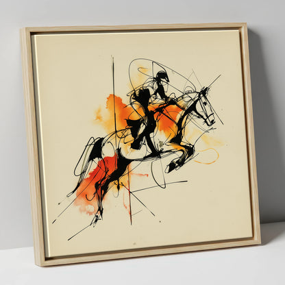 Amber Flight show jumping horse canvas wall art in natural frame