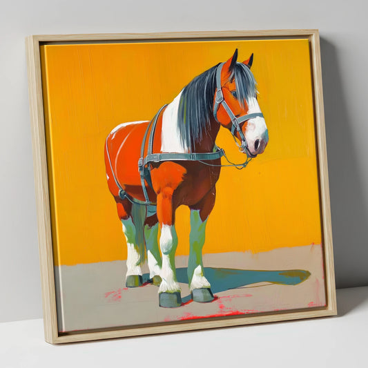 Vibrant Heavy Horse horse breed canvas wall art in natural frame