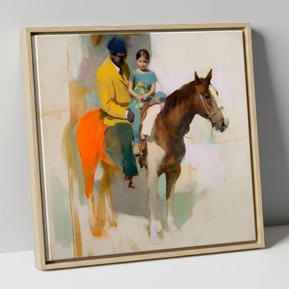 Shared Journey horse & rider canvas wall art in natural frame