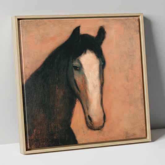 Dignity in Shadows horse portrait canvas wall art in natural frame