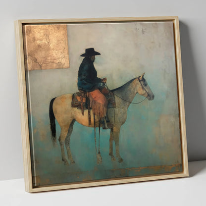 The Quiet Frontier western horse canvas wall art in natural frame