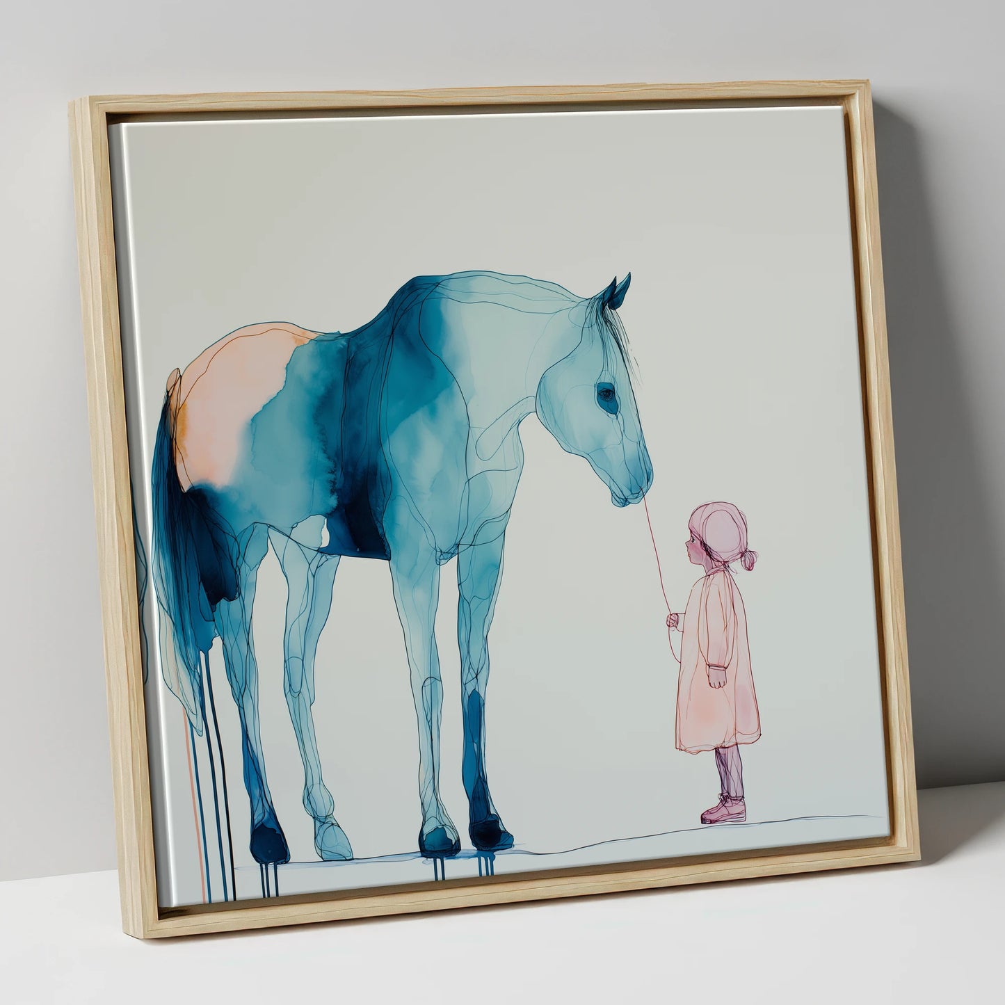 The Delicate Connection horse & rider canvas wall art in natural frame