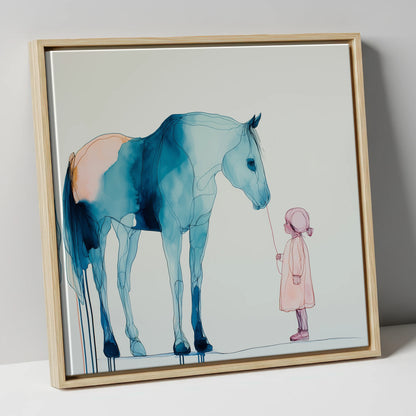 The Delicate Connection horse & rider canvas wall art in natural frame