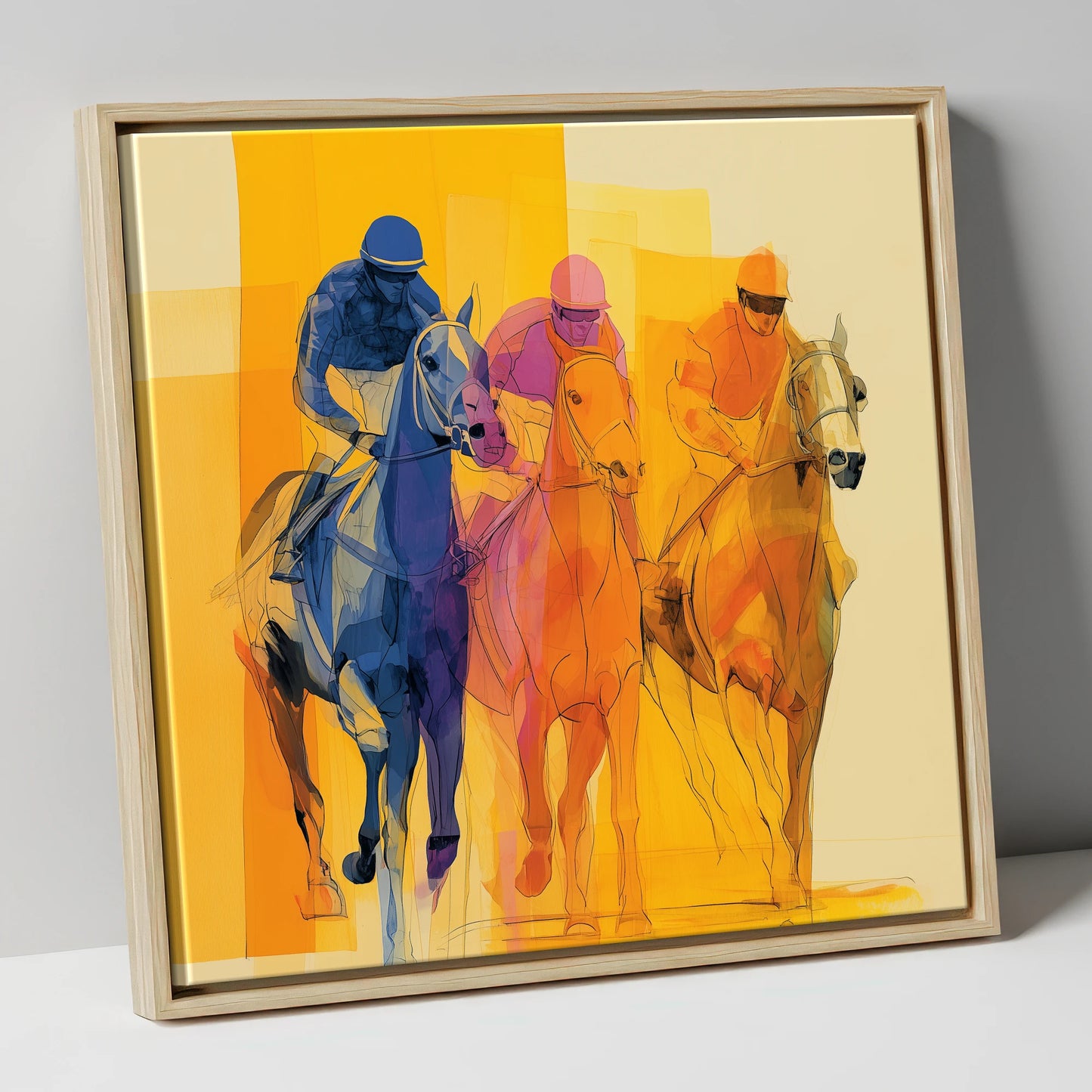 The Colour of Speed racing horse canvas wall art in natural frame
