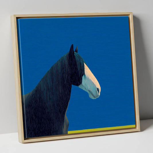 Azure Gentle Giant horse breed canvas wall art in natural frame