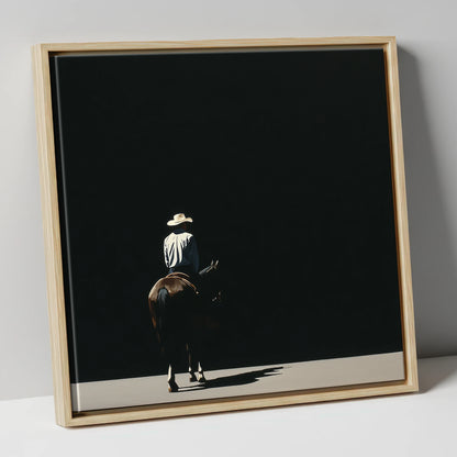 Into the Shadows western horse canvas wall art in natural frame