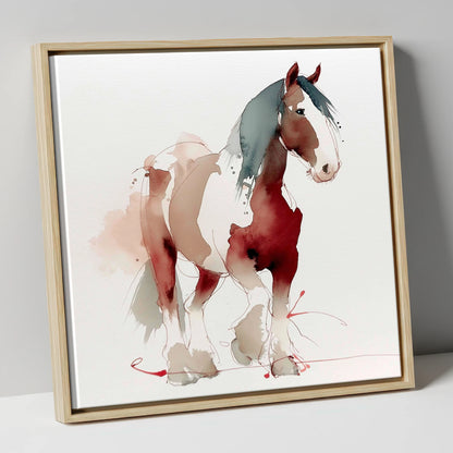 Crimson Wash Heavy Horse horse breed canvas wall art in natural frame