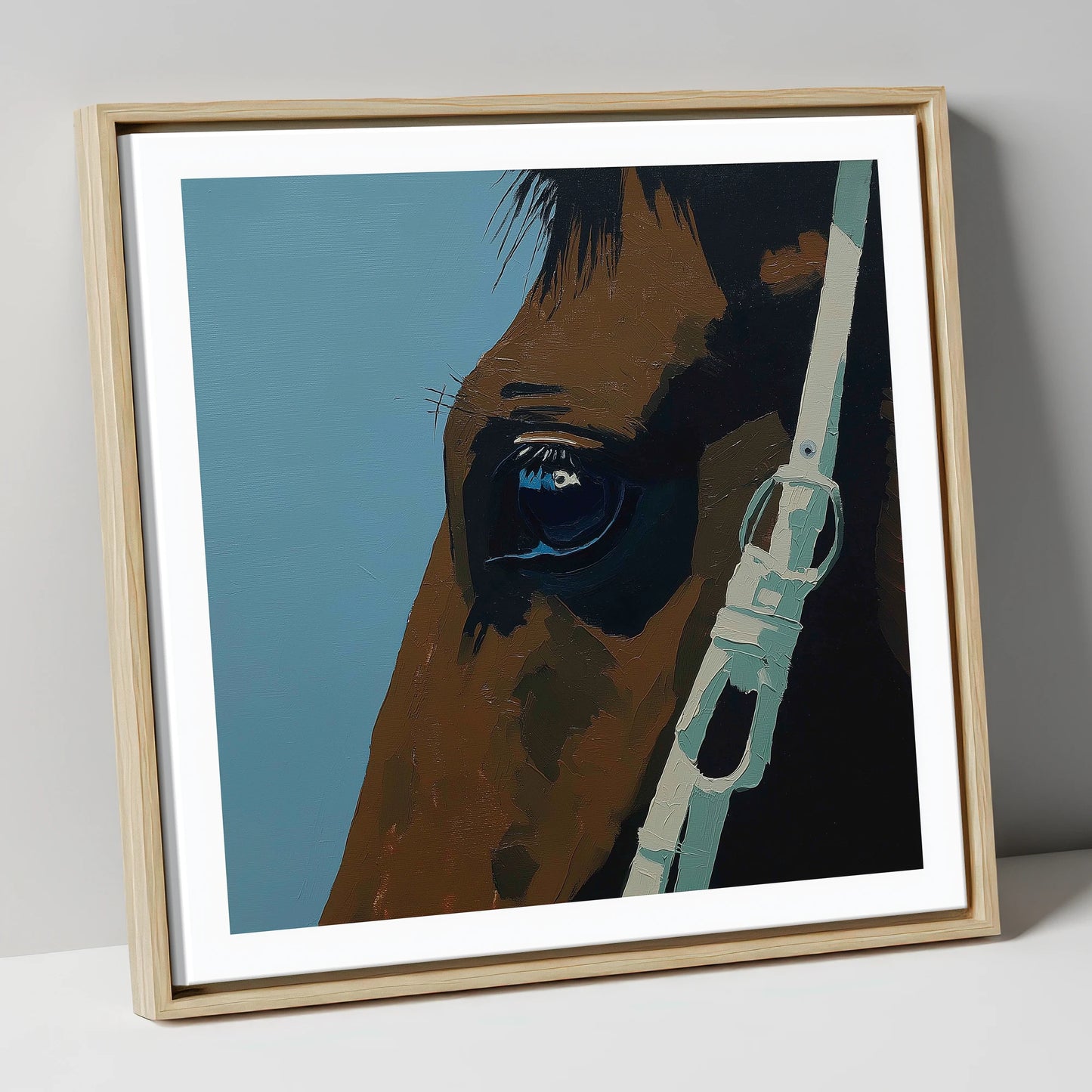 Quiet Observation horse portrait canvas wall art in natural frame