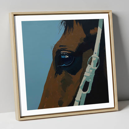 Quiet Observation horse portrait canvas wall art in natural frame