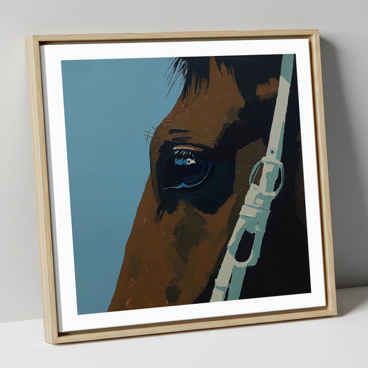 Quiet Observation horse portrait canvas wall art in natural frame