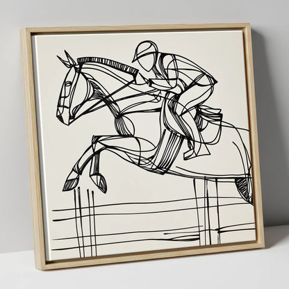 The Perfect Arc show jumping horse canvas wall art in natural frame