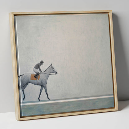 Silent Stride racing horse canvas wall art in natural frame