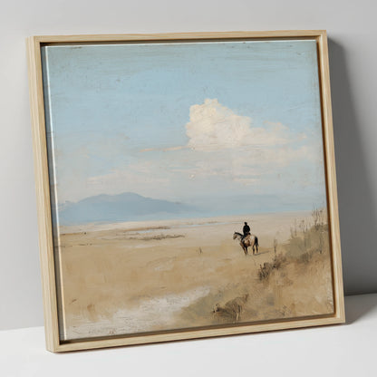 Distant Horizons horse landscape canvas wall art in natural frame