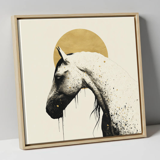 Gilded Equine Profile horse breed canvas wall art in natural frame