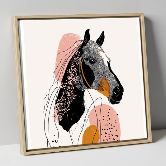 Abstract Racing Silhouette racing horse canvas wall art in natural frame
