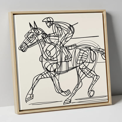 Linear Racing Form racing horse canvas wall art in natural frame