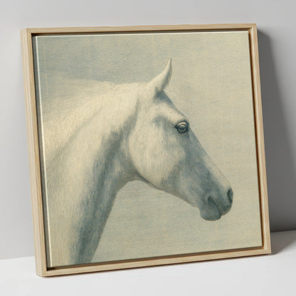 Classic Grey Profile horse breed canvas wall art in natural frame