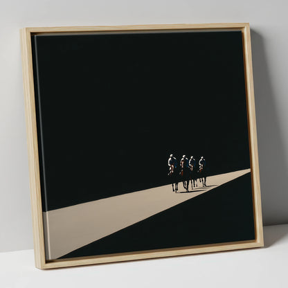 Out of the Shadows racing horse canvas wall art in natural frame