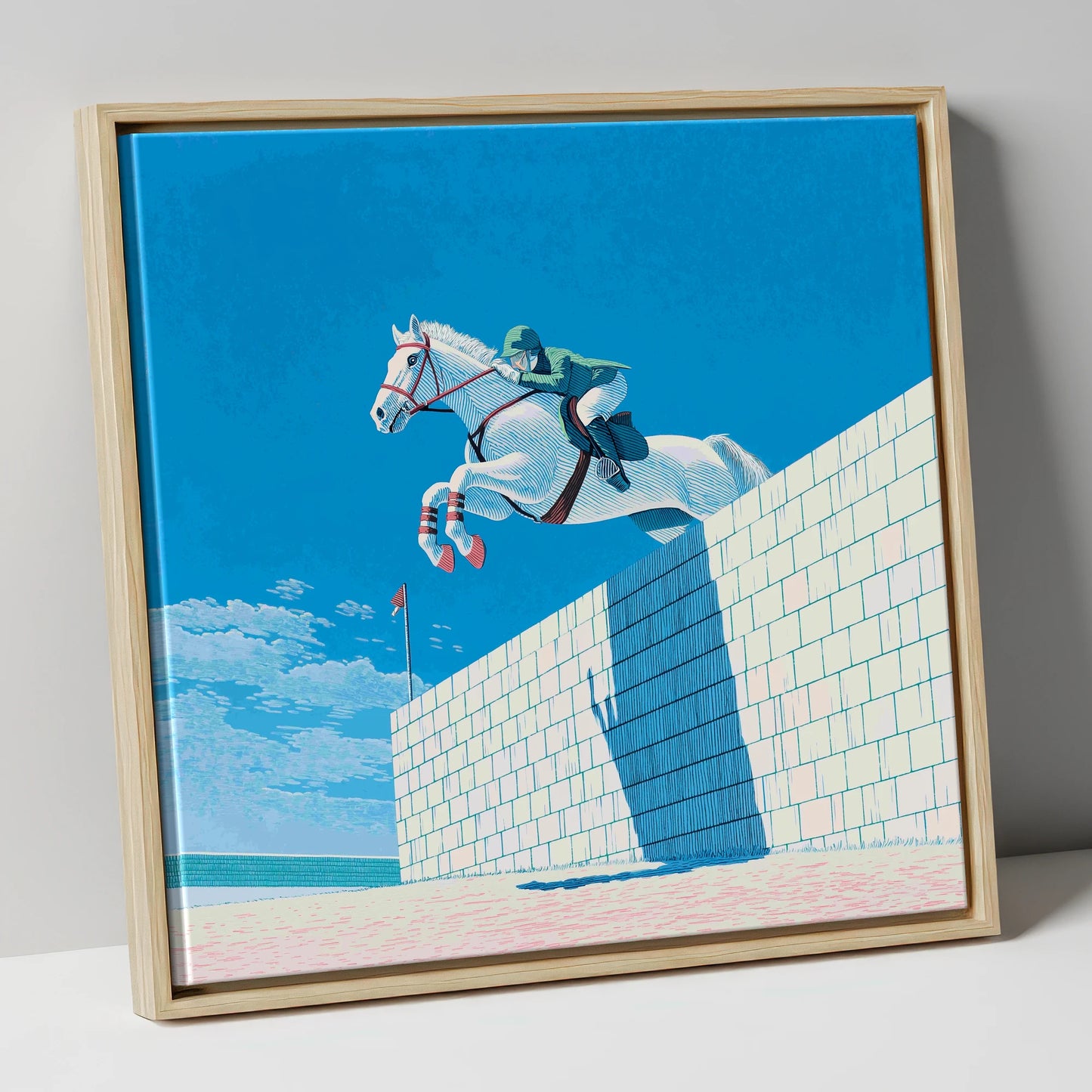 Clearance at the Wall show jumping horse canvas wall art in natural frame