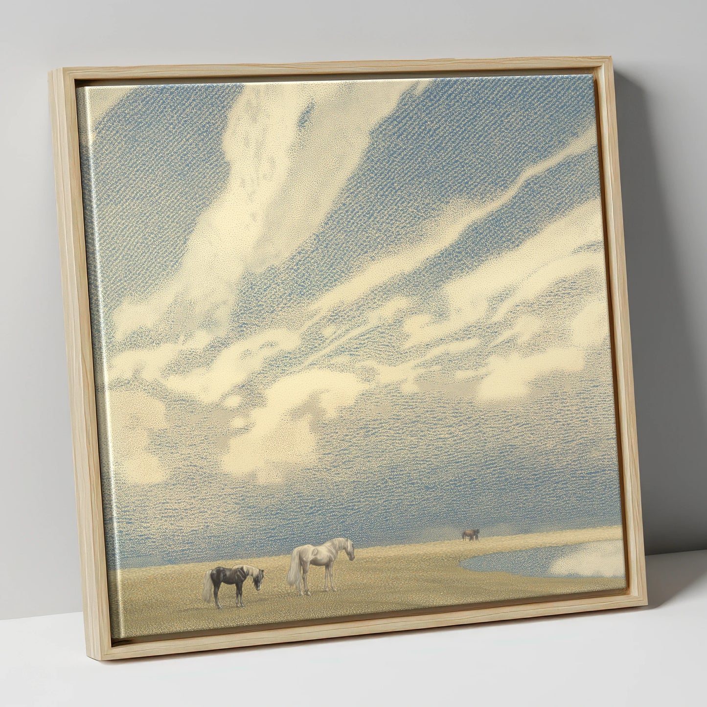 Sweeping Skies horse landscape canvas wall art in natural frame