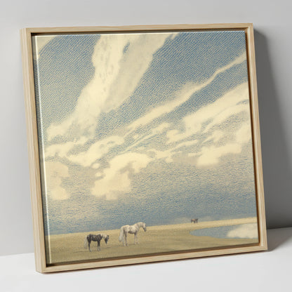 Sweeping Skies horse landscape canvas wall art in natural frame