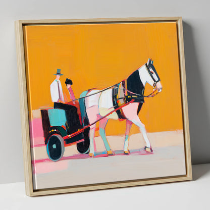The Bright Turnout working horse canvas wall art in natural frame