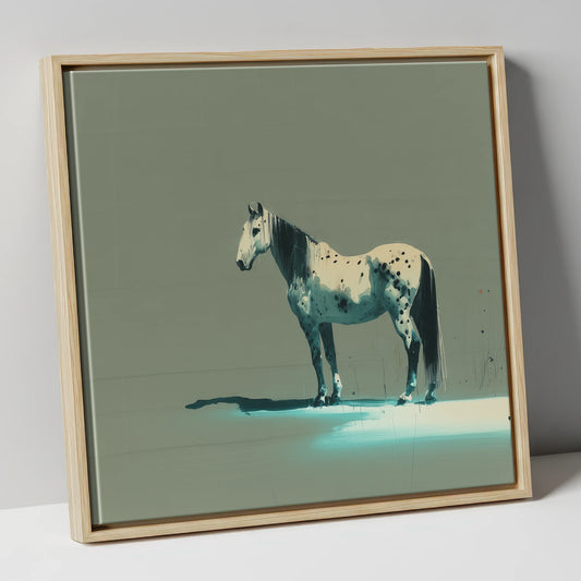 Teal Shadow Appaloosa horse breed canvas wall art in natural frame