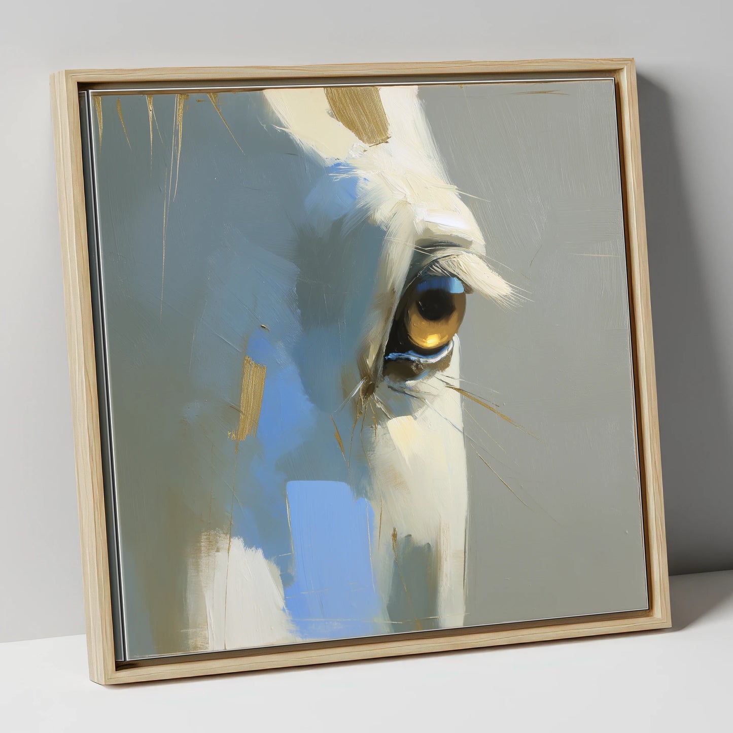 Gilded Gaze Portrait horse portrait canvas wall art in natural frame