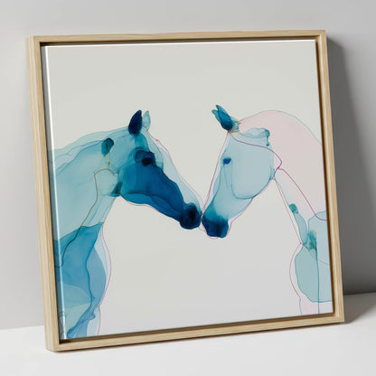 Azure Affinity horse portrait canvas wall art in natural frame