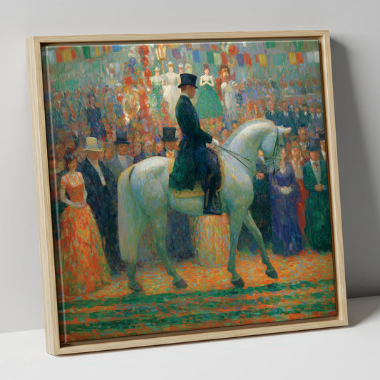 The Gala Performance dressage horse canvas wall art in natural frame