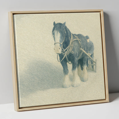 Steadfast in the Field working horse canvas wall art in natural frame