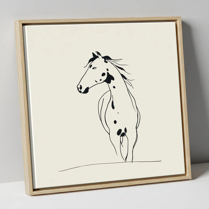Minimalist Appaloosa Profile horse breed canvas wall art in natural frame